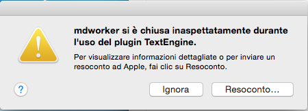 mdworker si è chiusa inaspettatamente durante l'uso del plugin TextEngine.png