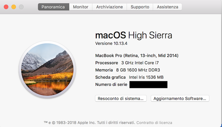 Specifiche tecniche mac