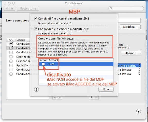 Condivisione file su MBP