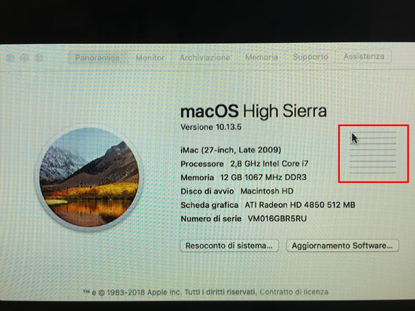 Screen iMac 27 - Linee sotto il cursore